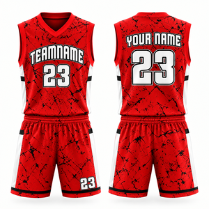Maillot de basket-ball pour hommes personnalisé avec logo d'usine, design sublimé, sans manches, col en V, taille élastique, respirant, séchage rapide - Product Image 2