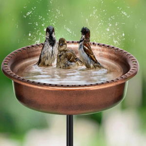 Round <b>Copper</b> Bird Bath with Metal Stake Hand forged pure <b>copper</b> bird bowl and wild bird Bath with iron stand <b>Copper</b> <b>Birdbath</b> - Product Image 4