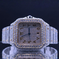 Montre Moissanite de Luxe Neuve pour Homme, Boîtier Carré, Acier Inoxydable 40mm, Mouvement Quartz, Bracelet 20mm, Sertie de Pierres