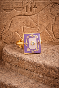 Premium Gold Plated Purple Enamel <b>Adjustable</b> <b>Ring</b> for Women Square Statement Party Jewelry - Product Image 4
