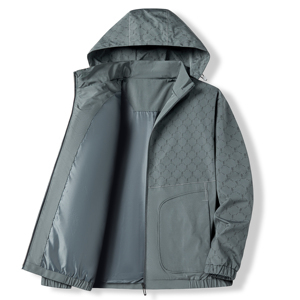 Veste d'extérieur vierge personnalisable avec logo, coupe-vent imperméable, manteau décontracté oversize pour homme - Product Image 5