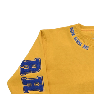 Sweat-shirt en chenille Sigma Gamma Rho doré pour femme, broderie de lettres grecques, col rond, haut décontracté de qualité supérieure - Product Image 6