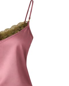 Ensemble pyjama femme en satin rose poudré avec dentelle, débardeur et short, tenue de nuit sexy, vêtements de détente doux en soie pour l'été, ensemble deux pièces - Product Image 2