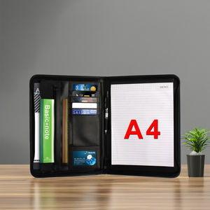 Custom <b>A4</b> Notebook Office Presentation Portfolio <b>Folder</b> with Zipper Closure Stamp Printed Custom Colors for Meetings & Filing - Product Image 5