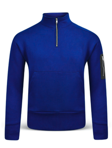 Sweat-shirt décontracté en molleton de coton de luxe avec quart de zip, anti-boulochage, respirant, pour homme, avec poche kangourou - Product Image 1