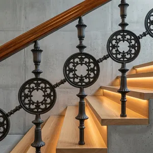 Balustres d'escalier élégants en fer forgé, kit de remplacement de meneaux décoratifs classiques en métal pour support de main courante d'escalier intérieur - Product Image 2