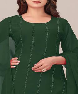 NUEVA COLECCIÓN: Conjunto de Top y Sharara con Lentejuelas y Dupatta, Ropa Festiva, Precio al por Mayor, Prenda Étnica, Tejido de Algodón Verde - Product Image 6