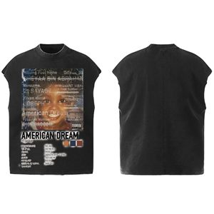 Camiseta sin mangas extragrande para hombre 2026 con estampado gráfico, estilo vintage lavado, top sin mangas streetwear, estampado American Dream, hip hop, ajuste holgado de verano - Product Image 1