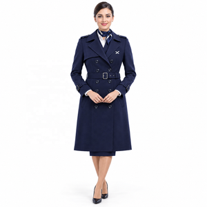 Uniformes de stewardesse sur mesure pour femmes |   Fournisseur d'équipage de personnel de bord |   Usine OEM/ODM pour l'aviation |   Uniforme chemise-jupe style trench-coat - Product Image 1