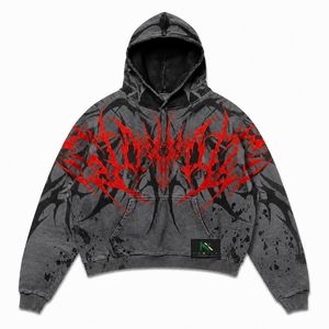 OEM Service High Quality Heavyweight <b>Hoodie</b> Dark <b>Aesthetic</b> Dragon Wing Design Fashion Top - Product Image 6