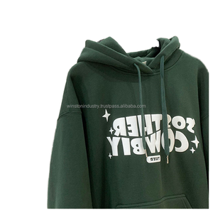 Sweat à capuche unisexe avec impression bouffante, style solide d'hiver avec col court - Product Image 3