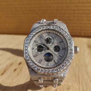 Custom Hip Hop Bling Design VVS Clarity Cut Moissanite Diamond Quartz Watch Stylish Men's Stainless Steel <b>Automatic</b> Charm Watch - Product Image 6