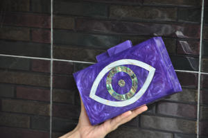 Bolso de mano de resina artesanal con diseño de ojo turco, bolso de lujo para fiestas nocturnas con incrustaciones artísticas para mujer - Product Image 4