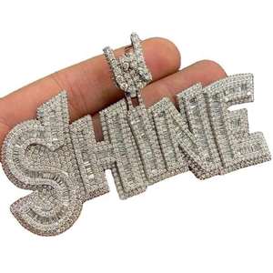 Colgante de Letra MOM con Incrustaciones de Oro y Moissanita, Joyería Hip Hop, Cadena Cubana, Regalo de Lujo Brillante - Product Image 4