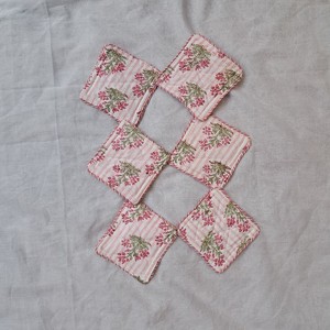 Eco Friendly Cotton Block Printing Fabric Tea Coaster Set With Cotton Quilted Mats Tea Table Linen Tea Coffee <b>Square</b> Coaster Set - Product Image 1