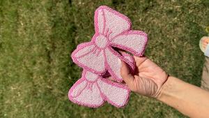 Pink Bow Punch <b>Needle</b> Coaster, pink ribbon mug rug ,Handmade Drink Coaster,Gift for Her,Punch <b>Needle</b> Drink Mat - Product Image 2