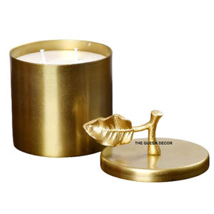Velas Aromáticas Metálicas de Primera Calidad, Diseño de Hoja en la Tapa, Forma Redonda, Recipiente Profundo para Mesa - Product Image 1