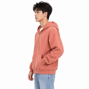 Sweat à capuche zippé streetwear pour homme 400 GSM, poche kangourou, épaules tombantes, impression sérigraphiée, couleur personnalisée, OEM, sweats à capuche zippés épais - Product Image 6