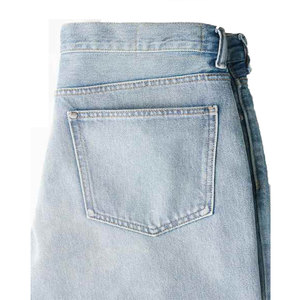 Jean en denim premium pour homme, design personnalisé, coton extensible, streetwear, coupe slim droite, délavé, automne, haute qualité, lourd - Product Image 3