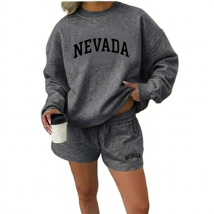 Feel Cozy All Day Wearing <b>Mock</b> <b>Neck</b> <b>Top</b> And Shorts Set Designed For Women Relaxed Comfortable Stylish Wear Collection - Product Image 1