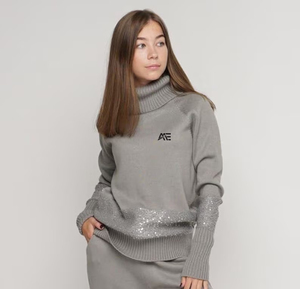 Wholesale Women Turtleneck Sweater Set with <b>Sequin</b> Detail Soft Knit Top and Matching <b>Pants</b> Women's Hoodies & Sweatshirts - Product Image 3