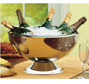 Seau à glace pour fêtes, en acier inoxydable argenté, pour bols, motifs floraux durables, capacité 5L, organisateur de table de dîner - Product Image 1