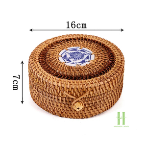 BEST PRICE Rattan Storage Box Handmade Eco Friendly Wicker Organizer Box <b>with</b> <b>Lid</b> for Home Kitchen and Living Room - Product Image 1