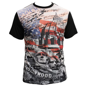 T-shirt à col rond pour homme, manches courtes, coupe classique, style décontracté, logo uni sur le devant, anti-boulochage, séchage rapide, tissu tricoté 100% polyester - Product Image 4