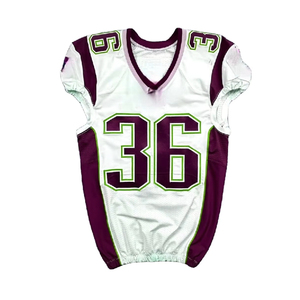 IMPROVEMENTS SPORTS <b>Mens</b> American Football Jersey <b>White</b> Maroon Green 36 V-Neck Sleeveless Mesh Plus Size Moisture Wicking - Product Image 4