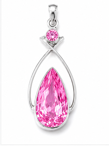 Pendentif en argent sterling 925 avec quartz rose en forme de goutte, collier en argent 925 avec quartz rose taille poire, bijou fait main - Product Image 2