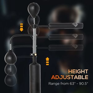 เครื่องฝึกมวยสีดำสำหรับงานหนัก34.75 "L x 19.75" W x 63 "-90.5" H กระเป๋า PU พร้อมขาตั้ง - Product Image 3