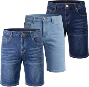 Shorts de Mezclilla Minimalistas de Corte Recto para Hombre, Estilo Casual Elegante, Color Sólido, Pantalones Cortos Lisos de Verano - Product Image 4