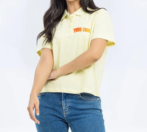 Suéter de Verano Personalizado para Mujer, Nuevo Estilo Moderno, Cuello Redondo a Rayas, Manga Corta, Tejido de Punto, Cuello Alto con Botones, Estilo Polo Informal - Product Image 1