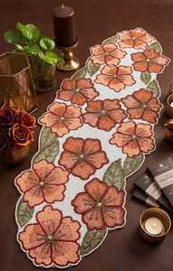 Handmade Embroidered Stripe Polyester/Cotton <b>Table</b> <b>Runner</b> 13x36 Home & Hotel Decor - Product Image 2