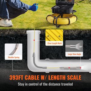 393 Ft/120 m Waterproof IP68 Sewer Pipeline Inspection <b>Camera</b> with 9\" Screen and 12 Adjustable L <b>Network</b> DVR Function - Product Image 5