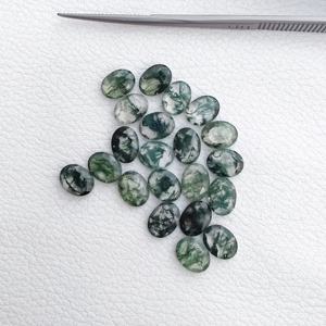 Hermosa ágata de musgo verde facetada forma ovalada plana 7mm x 9mm piedras preciosas naturales sueltas comprar tienda en línea DIY Alibaba India ahora - Product Image 2