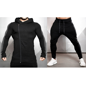 Conjunto Deportivo Negro para Hombre, Sudadera con Capucha y Cremallera de Manga Larga, Bolsillos Laterales, Ropa Deportiva Informal, Transpirable, Corte Regular, Invierno 2 en 1 - Product Image 3