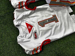Chiefs Custom American Football Jerseys V-Neck Short Sleeve 100% Polyester Fabric Fully Sublimated Adult Size Football Uniform - Product Image 3
