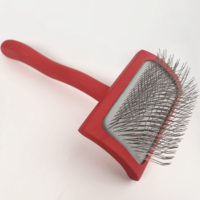 EVERSHARP Brosse démêlante professionnelle en fer rouge à longues dents, grande, écologique, pour toilettage des animaux, facile à utiliser pour chiens et chats