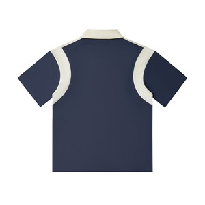 T-shirts Homme Manches Courtes Oversize Streetwear Blancs Personnalisés OEM 2026 240gsm pour Polo Col Roulé avec Empiècements – Vente en Gros - Product Image 3