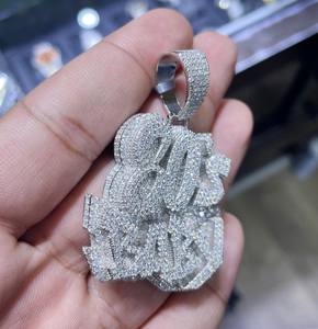 Colgante de Letra de Moissanita VVS de Alta Calidad, Plata 925, Joyería Hip Hop con Cadena Cubana, Regalo Personalizado con Nombre - Product Image 4