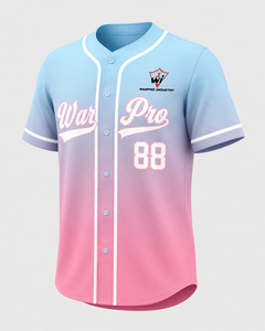 Maillot de baseball personnalisé de haute qualité, bleu et rose, pull-over, uniforme d'équipe, antibactérien, sans manches, col en V sur le devant - Product Image 4