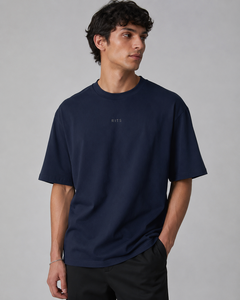 T-shirt décontracté Rits pour homme, noir, col rond, manches courtes, imprimé lettres, bordure contrastante, en coton éponge délavé, écologique et respirant - Product Image 3
