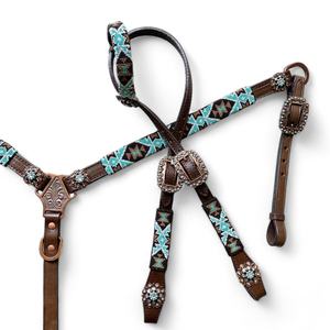 Premium Western Equestrian Argentina cuero de vaca con cuentas Headstall Breastplate Withers Strap Set cobre Hardware OEM aceptar - Product Image 5