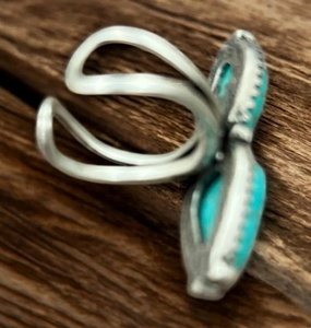 Bague Statement Turquoise Western Forme Poire et Irrégulière Bijoux Bohèmes pour Femme Cadeau Fait Main - Product Image 3