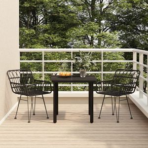 Set da Pranzo Nero per Giardino, Arredamento da Esterno per Patio - Product Image 1