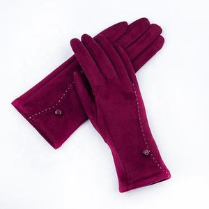 Guantes de piel de oveja de invierno para mujer, guantes cálidos con forro polar, informales, a la moda, con pantalla táctil - Product Image 5