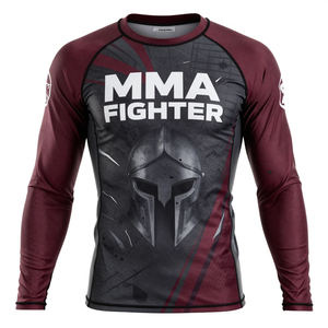 Camiseta de Compresión de Manga Larga para Luchadores de MMA, Diseño Sublimado de Secado Rápido, Color Rojo - Product Image 1
