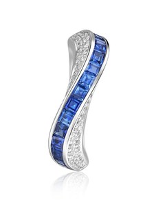 Bague en argent 925 sertie de moissanite saphir bleu taille princesse, avec bande croisée et éternité complète, cadeau de mariage pour les amoureux, breloques - Product Image 3