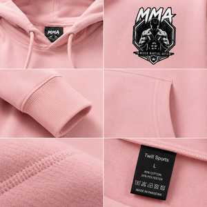MMA Logo Men's Hooded <b>Sweatshirt</b> <b>Pink</b> 100% Cotton Fleece Regular Fit Casual Winter Anti-Wrinkle Pocket 370g - Product Image 5